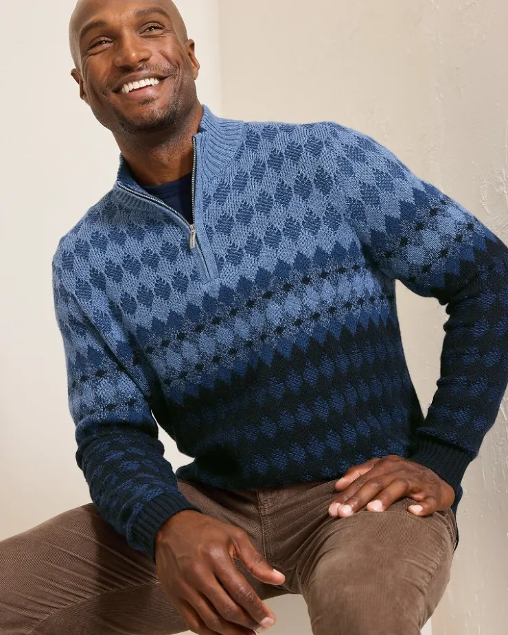 Tommy Bahama Ombré Argyle Half-Zip Sweater- Sweaters