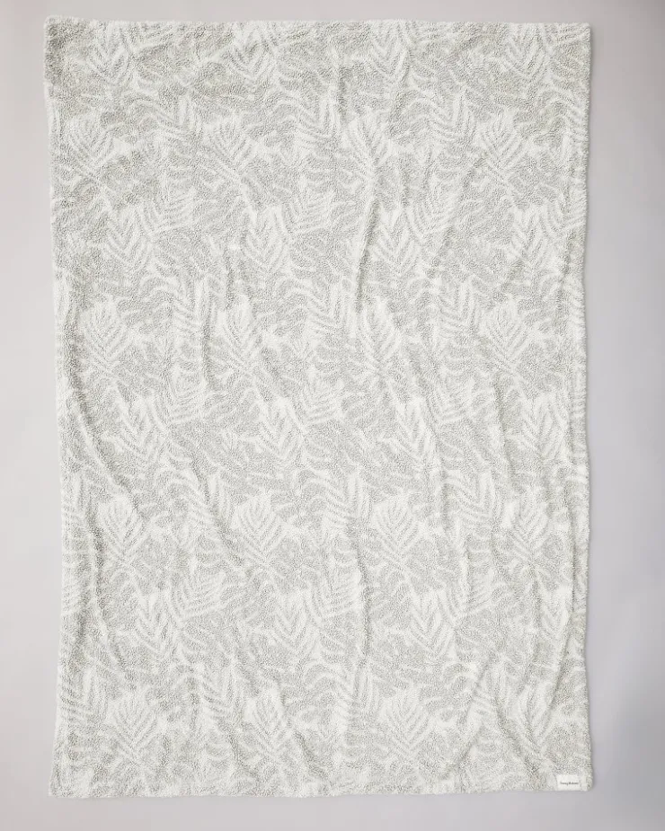 Tommy Bahama Palm Fronds Faux Teddy Throw- Throws