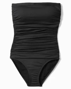 Tommy Bahama Pearl Shirred Bandeau One-Piece Swimsuit-Women One-Piece Suits