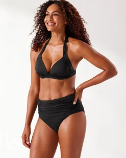 Tommy Bahama Pearl Shirred High-Waist Bikini Bottoms-Women Bikini Bottoms