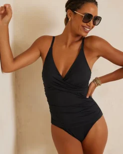 Tommy Bahama Pearl Wrap-Front One-Piece Swimsuit-Women One-Piece Suits