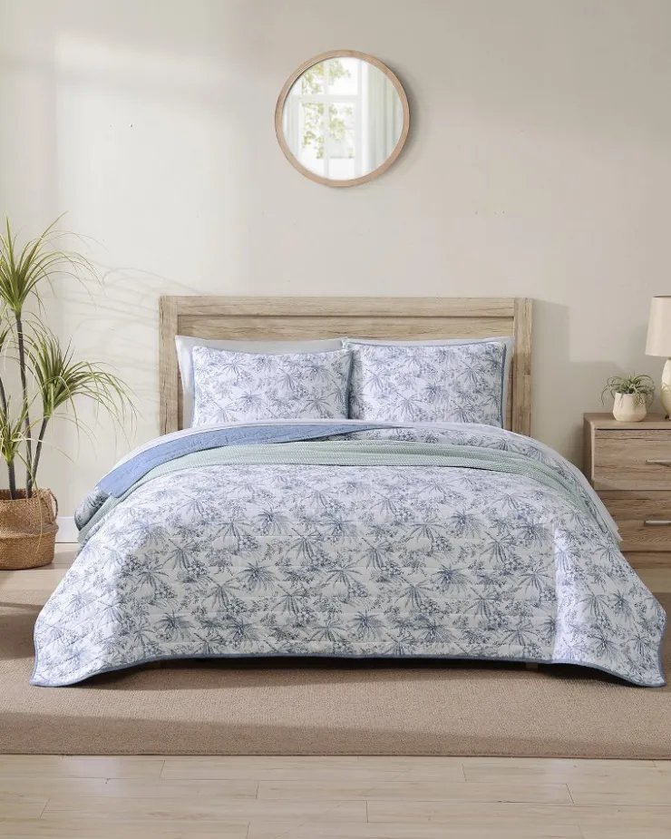 Tommy Bahama Pen and Ink Palm Reversible 2-Piece Twin Quilt Set- Quilts & Blankets