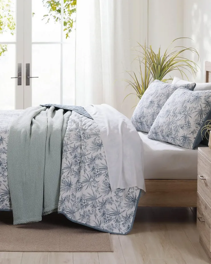 Tommy Bahama Pen and Ink Palm Reversible 2-Piece Twin Quilt Set- Quilts & Blankets