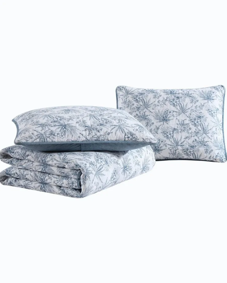 Tommy Bahama Pen and Ink Palm Reversible 2-Piece Twin Quilt Set- Quilts & Blankets