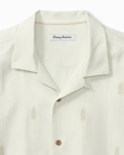 Tommy Bahama Pina Palms Embroidered Silk Camp Shirt- Shirts