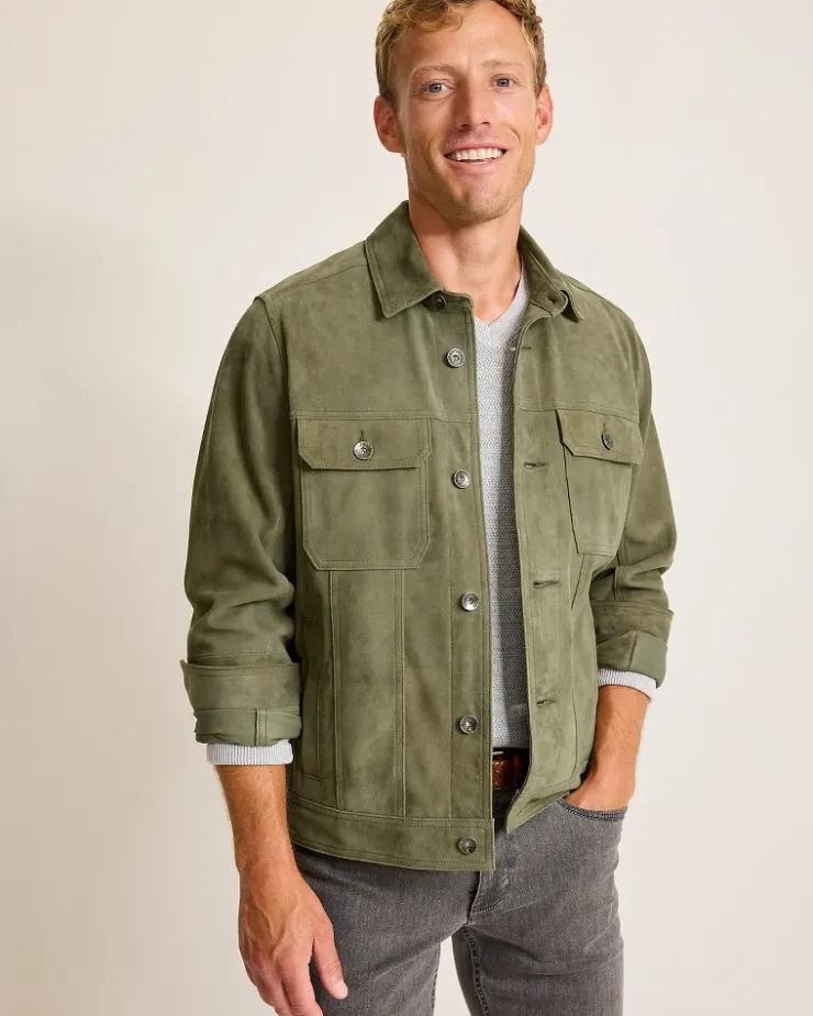 Tommy Bahama Pine Lake Suede Trucker Jacket- Jackets & Outerwear