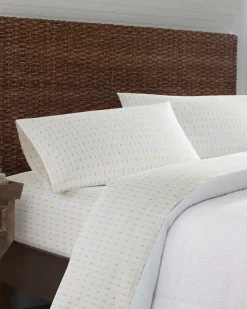 Tommy Bahama Pineapple Pinstripe 4-Piece Queen Sheet Set- Sheet Sets & Bedskirts