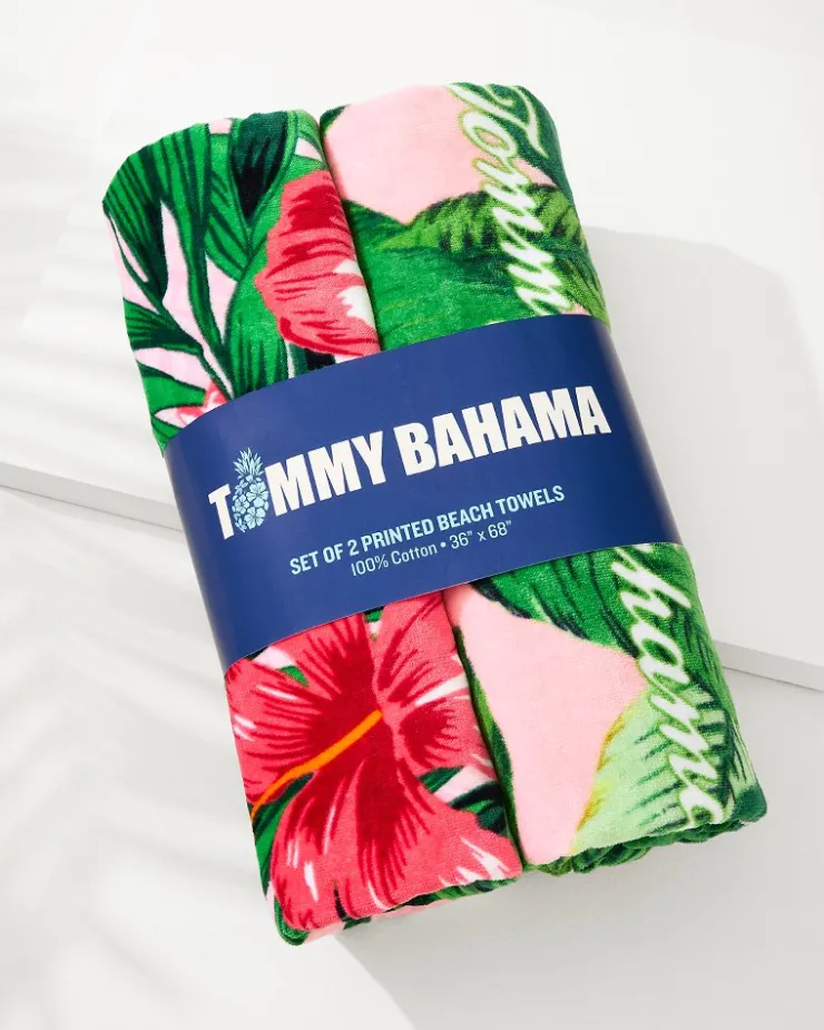 Tommy Bahama Pineapple Queen & Swaying Fronds Beach Towels — Set of 2- Beach Towels
