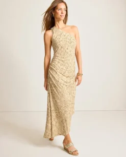 Tommy Bahama Playa Python Maxi One-Shoulder Dress-Women Dresses