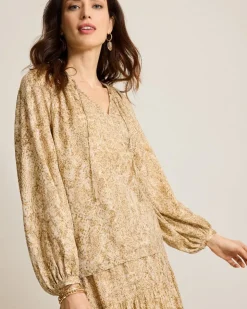 Tommy Bahama Playa Python Peasant Top-Women Tops & Shirts