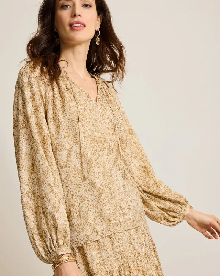 Tommy Bahama Playa Python Peasant Top-Women Tops & Shirts