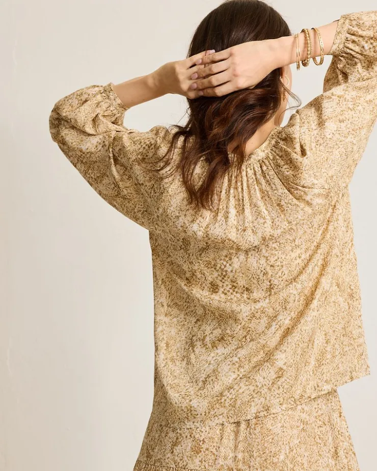 Tommy Bahama Playa Python Peasant Top-Women Tops & Shirts
