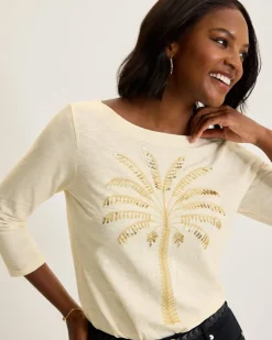 Tommy Bahama Puerta Del Sol Lux 3/4-Sleeve T-Shirt-Women Tops & Shirts