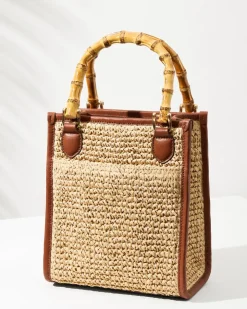 Tommy Bahama Raffia & Leather Bamboo Mini Tote-Women Handbags & Clutches