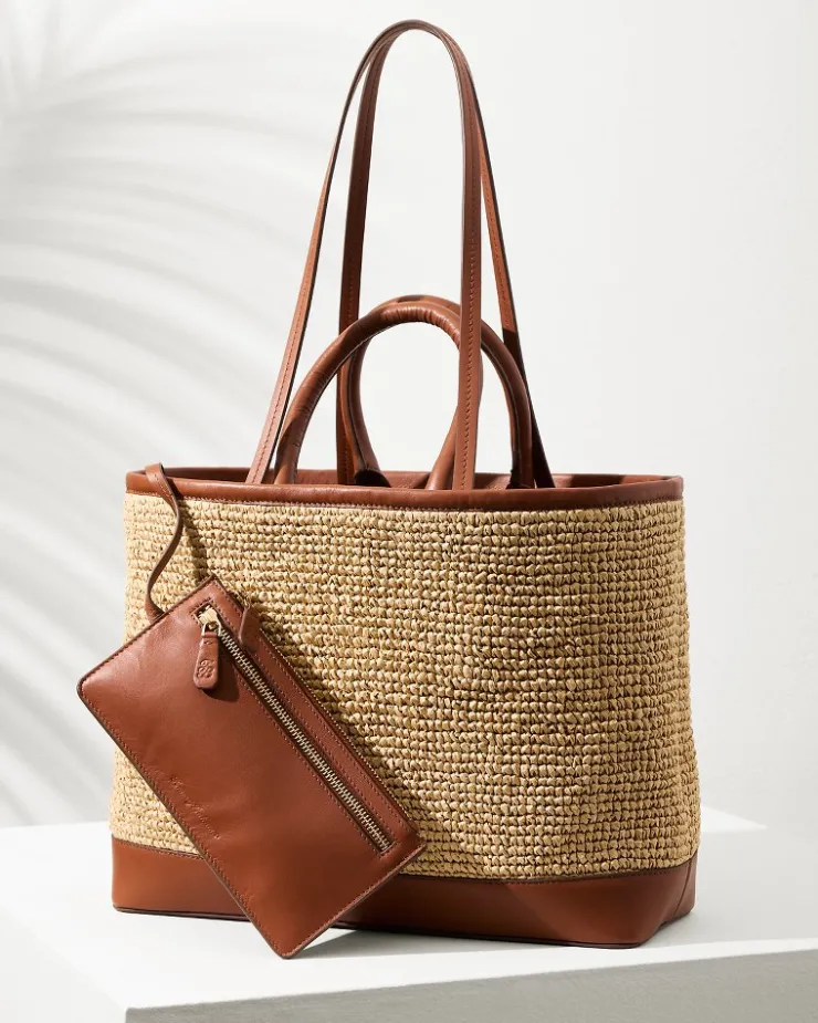 Tommy Bahama Raffia & Leather Pineapple Tote-Women Handbags & Clutches