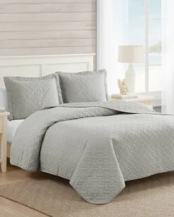 Tommy Bahama Raffia Solid 3-Piece Full/Queen Quilt Set- Quilts & Blankets