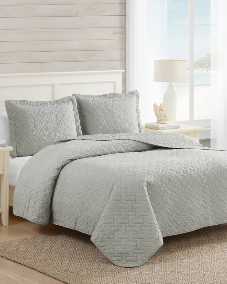 Tommy Bahama Raffia Solid 2-Piece Twin Quilt Set- Quilts & Blankets