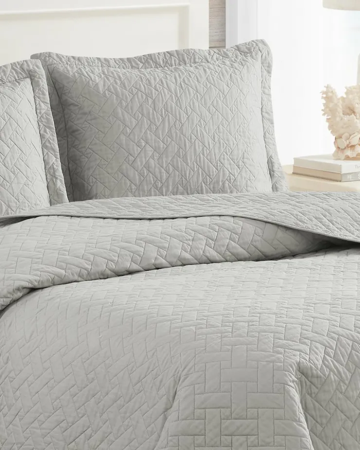 Tommy Bahama Raffia Solid 2-Piece Twin Quilt Set- Quilts & Blankets