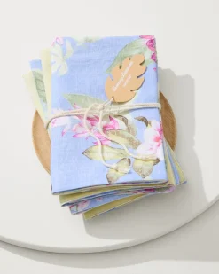 Tommy Bahama Upcycled Reversible Linen Dinner Napkins - Set of 4- Drinkware & Bar