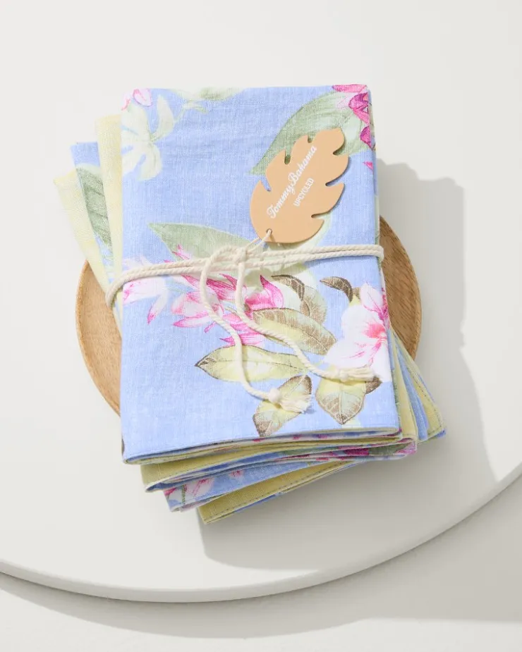 Tommy Bahama Upcycled Reversible Linen Dinner Napkins - Set of 4- Drinkware & Bar