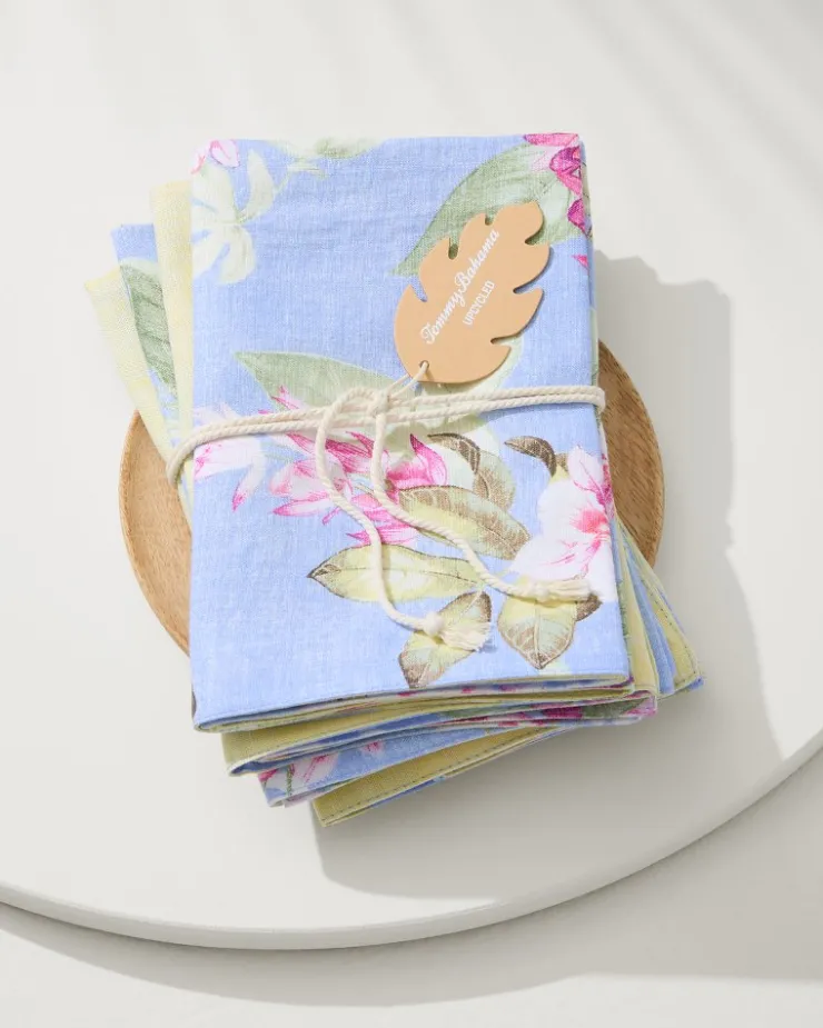 Tommy Bahama Upcycled Reversible Linen Dinner Napkins - Set of 4- Drinkware & Bar