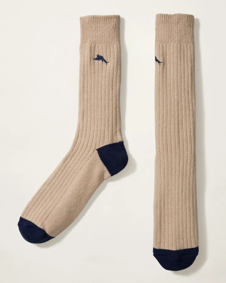 Tommy Bahama Ribbed Crew Socks- Socks