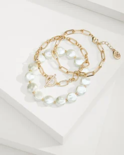 Tommy Bahama Sanibel Island Link & Pearl Bracelet Set-Women Jewelry