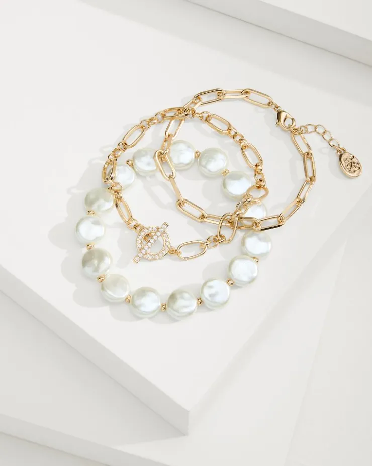 Tommy Bahama Sanibel Island Link & Pearl Bracelet Set-Women Jewelry