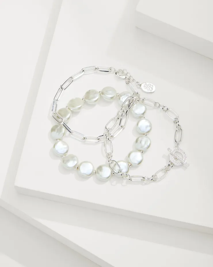 Tommy Bahama Sanibel Island Link & Pearl Bracelet Set-Women Jewelry