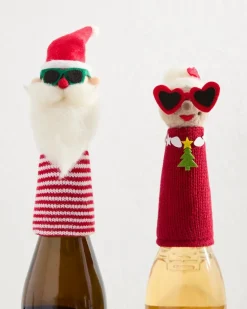 Tommy Bahama Santa & Mrs. Claus Bottle Topper Set- Drinkware & Bar