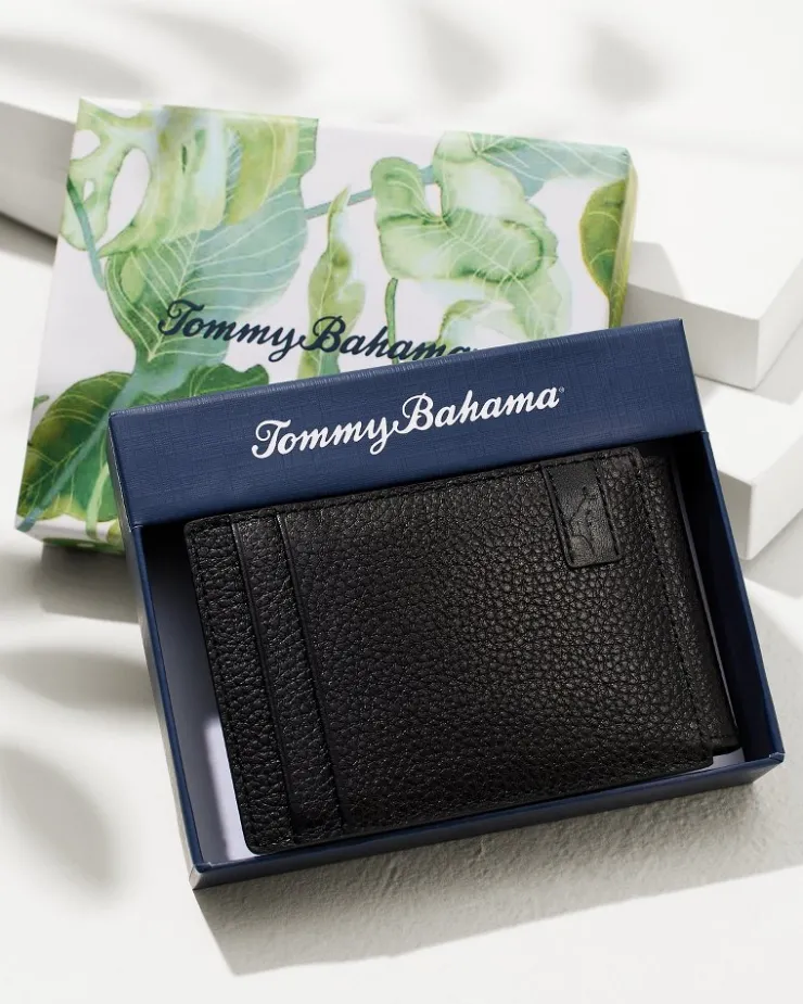 Tommy Bahama Scotchgrain Leather Magnetic Front Pocket Wallet- Wallets & Tech Accessories