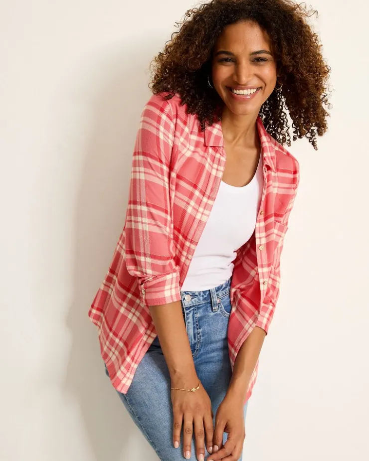 Tommy Bahama Seabed Sands Flannel Shirt-Women Tops & Shirts