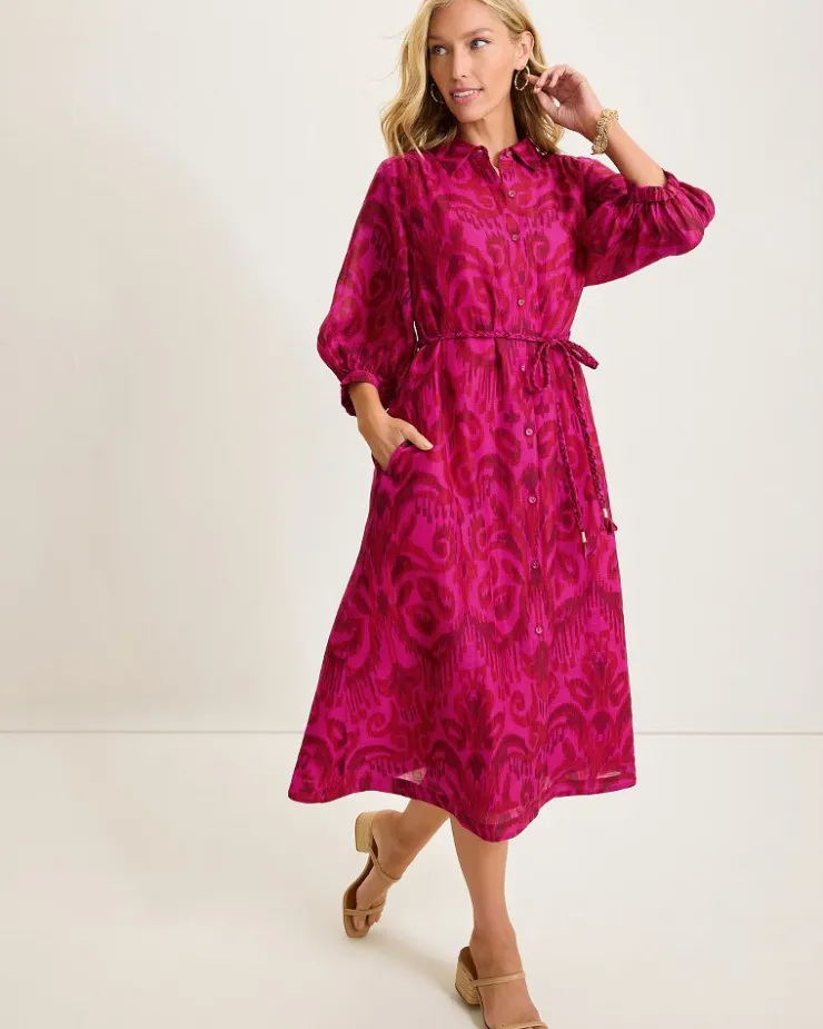 Tommy Bahama Seaside Ikat Midi Shirt Dress-Women Dresses