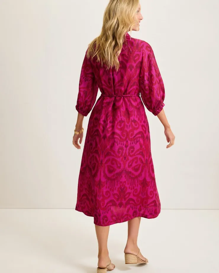 Tommy Bahama Seaside Ikat Midi Shirt Dress-Women Dresses