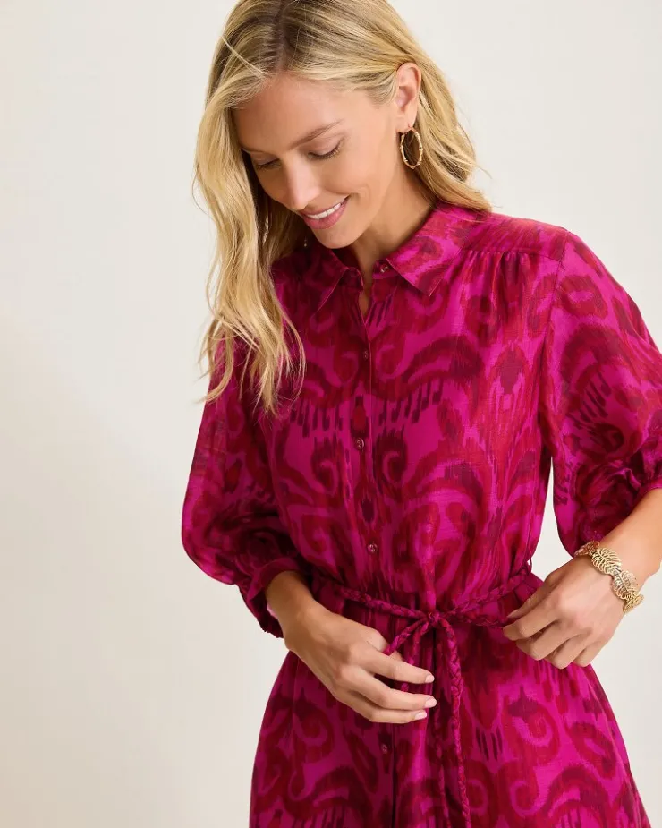 Tommy Bahama Seaside Ikat Midi Shirt Dress-Women Dresses