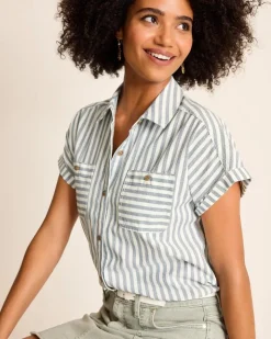 Tommy Bahama Seaway Stripe Coastal Twill Shirt-Women Tops & Shirts