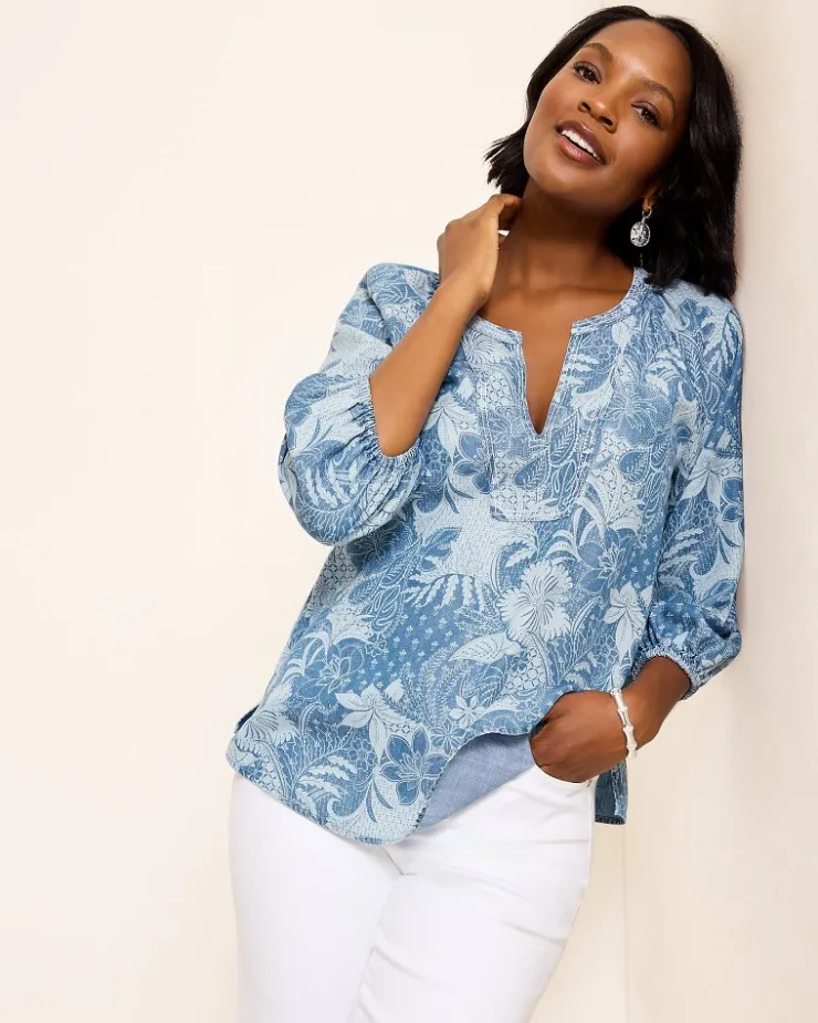 Tommy Bahama Secret Inlet 3/4-Sleeve Top-Women Tops & Shirts