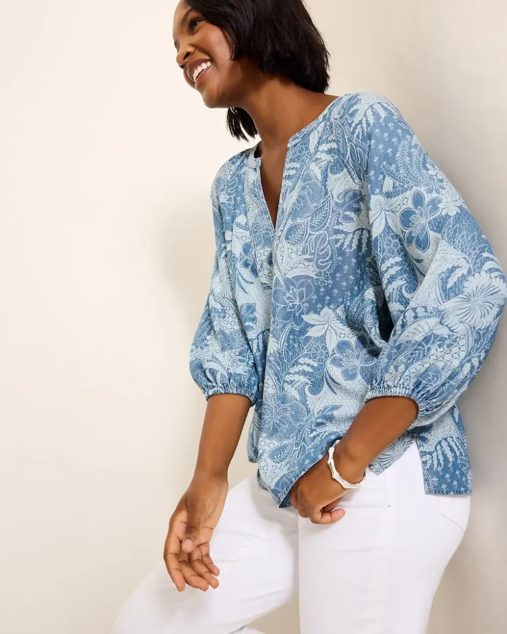 Tommy Bahama Secret Inlet 3/4-Sleeve Top-Women Tops & Shirts