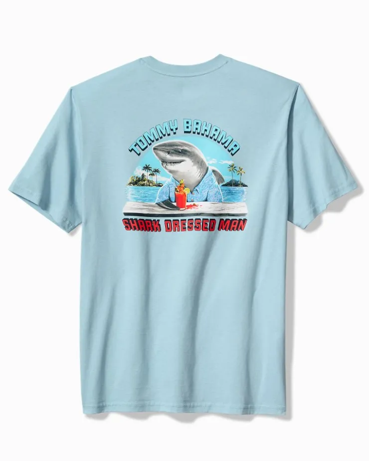 Tommy Bahama Shark Dressed Man Graphic T-Shirt- T-Shirts|Shirts