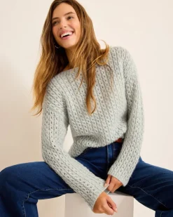 Tommy Bahama Shimmer Cable Boat-Neck Sweater-Women Sweaters