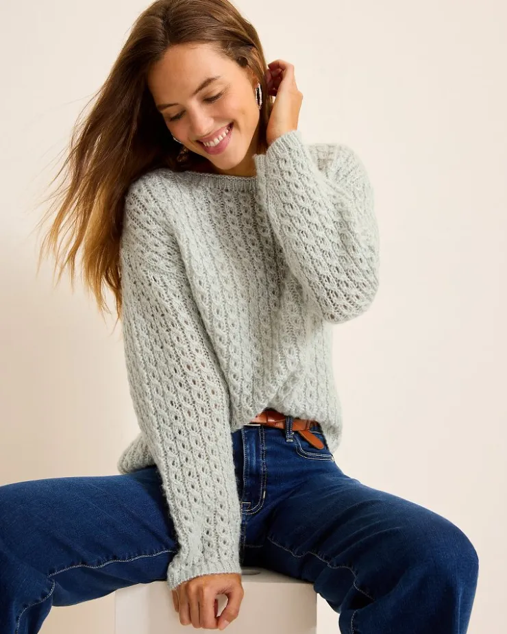 Tommy Bahama Shimmer Cable Boat-Neck Sweater-Women Sweaters