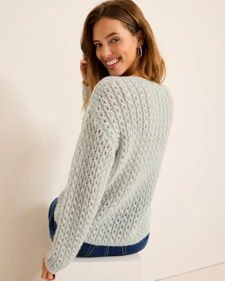 Tommy Bahama Shimmer Cable Boat-Neck Sweater-Women Sweaters