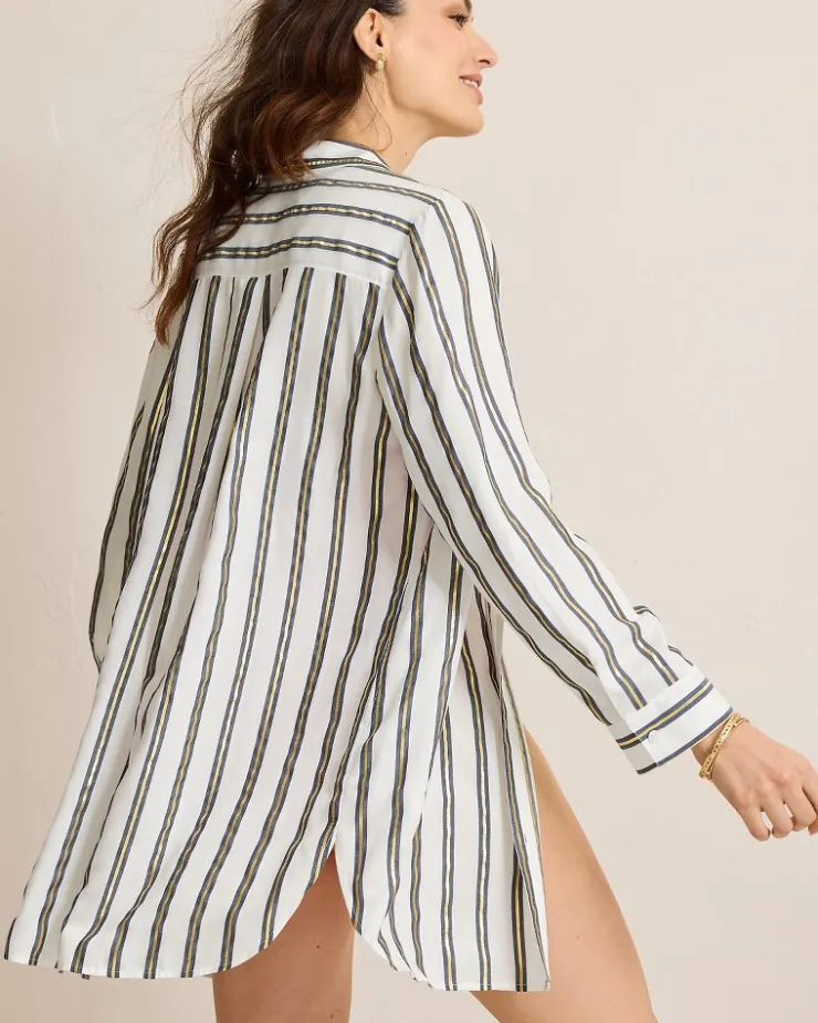 Tommy Bahama Shimmer Stripe Beach Shirt-Women Beach Coverups