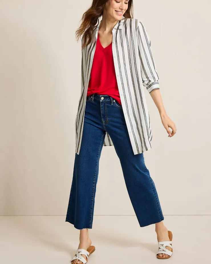 Tommy Bahama Shimmer Stripe Beach Shirt-Women Beach Coverups