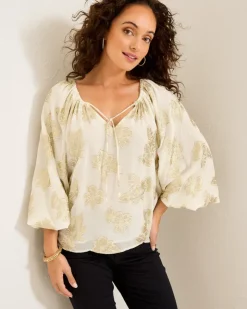 Tommy Bahama Shimmering Shores Peasant Top-Women Tops & Shirts