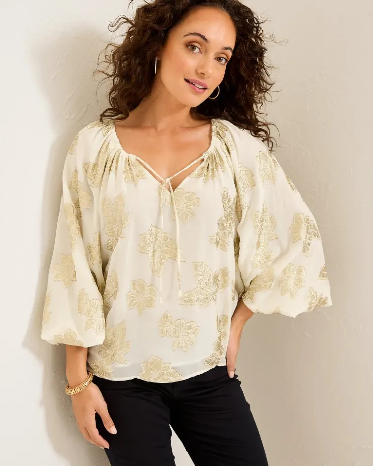 Tommy Bahama Shimmering Shores Peasant Top-Women Tops & Shirts