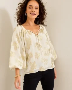 Tommy Bahama Shimmering Shores Peasant Top-Women Tops & Shirts