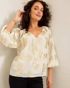 Tommy Bahama Shimmering Shores Peasant Top-Women Tops & Shirts