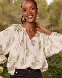 Tommy Bahama Shimmering Shores Peasant Top-Women Tops & Shirts