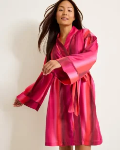Tommy Bahama Short Satin Robe-Women Sleepwear